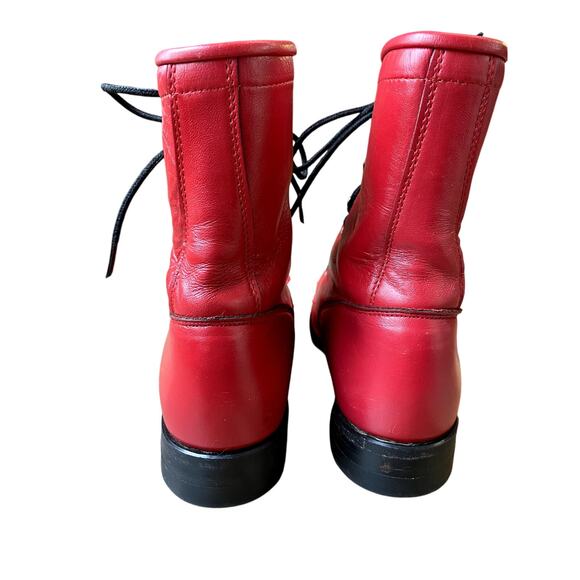 VNTG Justin Roper Women's Cherry Red Leather Fringe Lace Up Western Boots 6.5B - Picture 4 of 14